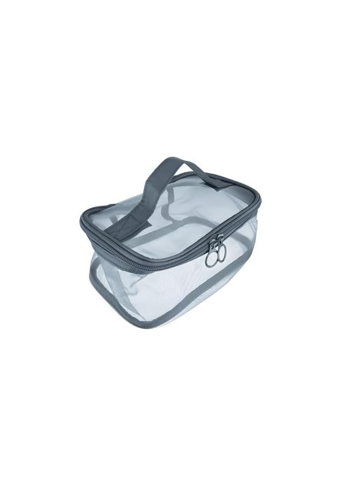 Daiso Mesh Beauty Product Pouch | Gray | Breathable Cosmetic Organizer Bag for Travel & Daily Use - Image 2